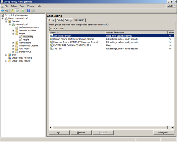 group policy select accounting