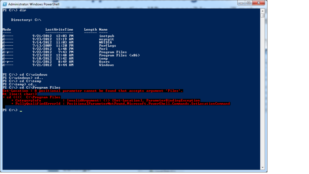 Windows Powershell doesn’t accept target paths with spaces