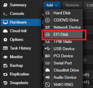 Proxmox UEFI EFI Disk